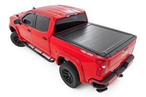 Chevrolet Silverado 1500 Manual Retractable Bed Cover - Rough Country - Matte Black - '19-'26 Chevrolet Silverado 1500 Manual Retractable Bed Cover - Rough Country - Matte Black - '19-'26